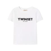 Twinset Broderad Logotyp Bokstav T-shirt White, Dam