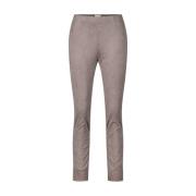 Seductive Slim Fit Mockaimitation Dra-på Byxor Brown, Dam