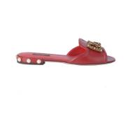 Dolce & Gabbana Kvinnors Amore Pärlor Sandaler Red, Dam