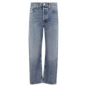 Agolde Retro 90-talet Cropped Jeans Blue, Dam