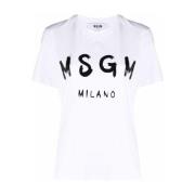 Msgm Bomull T-shirt med unik design White, Dam