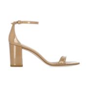 Stuart Weitzman Naturläder Ankelrem Sandaler Beige, Dam