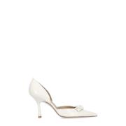 Stuart Weitzman Ivoryläder Décolleté med Blomdetaljer Beige, Dam