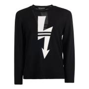 Neil Barrett Svart Arrow Sport Jumper Black, Herr