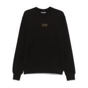 Versace Jeans Couture Svart Crew Neck Tröja Långärmad Black, Herr