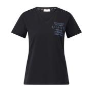 Liu Jo Glitter Logo T-shirt V-ringad Bomull Black, Dam