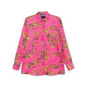 Versace Jeans Couture Barocco-print skjorta i Fuchsia Pink Pink, Dam