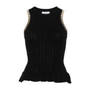 Ganni Stilig Tanktop med Whipstitch Trim Black, Dam