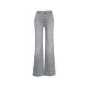 7 For All Mankind Grå Flare Jeans Modern Dojo Stil Gray, Dam