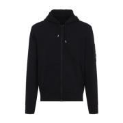 C.p. Company Svart Full Zip Hoodie Black, Herr