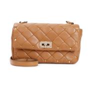 Valentino Garavani Almond Beige Spike Axelväska Brown, Dam