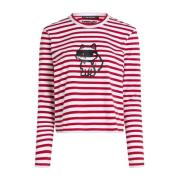 Karl Lagerfeld TOP ML VIT RÖD Ränder Multicolor, Dam