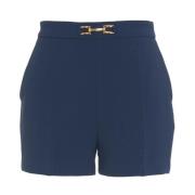 Elisabetta Franchi Blå Stretch Crêpe Bermuda Shorts Blue, Dam