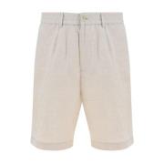 Brunello Cucinelli Elastiska Linne Shorts med Fickdetaljer White, Herr