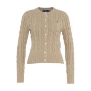 Polo Ralph Lauren Beige Kabelstickad Kofta Beige, Dam