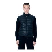 Moncler Quiltad Stickad Kofta Med Dragkedja Black, Herr