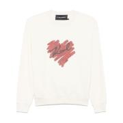 Karl Lagerfeld Hjärtan Sweatshirt White, Herr