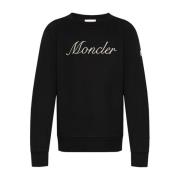 Moncler Bomull Logo Sweatshirt i Svart Black, Herr