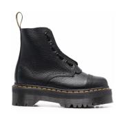 Dr. Martens Svarta läderkängor med snörning Black, Dam