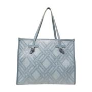 Gianni Chiarini Blå Jacquard Handväska 'Marcella' Shopper Blue, Dam