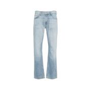 7 For All Mankind Blå Straight Jeans Ultimat Komfort Stil Blue, Herr