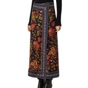 Ba&Sh Korsad Midi Kjol - Scarf Print Multicolor, Dam