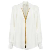 Elisabetta Franchi Ivory Viskos Blus Långärmad Beige, Dam