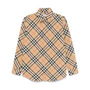 Burberry Beige Knäppt Klassisk Krage Skjorta Multicolor, Dam