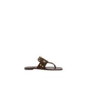 Valentino Garavani Studded Suede Thong Sandaler med VLogo Brown, Dam