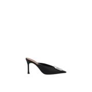 Amina Muaddi Dekorerade satin pumps med rhinestone Black, Dam