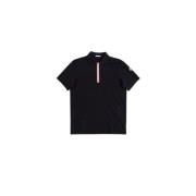 Moncler Navy Half-Zip Polo Shirt med Tricolor Detaljer Black, Herr