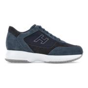 Hogan Blå Mocka Sneakers med Texturerade Insatser Blue, Herr