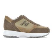 Hogan Bruna Mockasneakers med Tyginsatser Brown, Herr