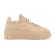 Hogan Sportiga H-Stripes Mocka Sneakers Beige, Dam