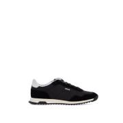 Boss Stads tyg- och mockasneakers Black, Herr