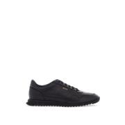 Boss Svarta läder minimalistiska sneakers Black, Herr