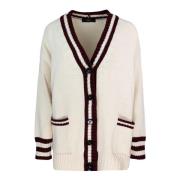 Max Mara Oversized V-ringad Cardigan med knappar Beige, Dam