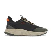 Boss Stadsandningsbara sneakers med orange detaljer Gray, Herr