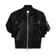 Sacai Svart Bomberjacka i Nylon Twill Black, Dam