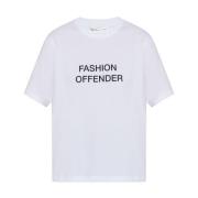 Victoria Beckham Vit Slogan Print Crew Neck T-shirt White, Dam