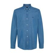 Hugo Boss Bomull Chambray Skjorta med Broderad Logotyp Blue, Herr