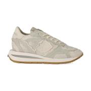 Philippe Model Beige Denim Sneaker med Metalliska Detaljer Beige, Dam