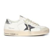 Golden Goose Vita Lädersneakers med Platt Sula White, Herr