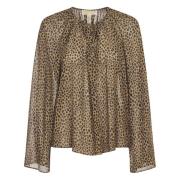 Michael Kors Cheetah V Neck Top Brown, Dam