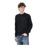 Calvin Klein Jeans Svart Crewneck Tröja med Logopatch Black, Herr