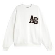 Anine Bing Vit Oversized Letterman Sweatshirt Beige, Dam