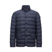 Moncler Marinblå Dunjacka med läderkant Blue, Herr