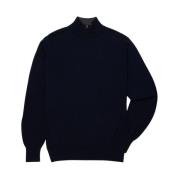 Brooks Brothers Merino Wool Zipped Polo Shirt Blue, Herr