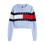 Tommy Jeans Färgblock Tröja Blå Blue, Dam