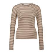 Sofie Schnoor Randig långärmad T-shirt Beige, Dam